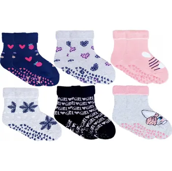 Dámské ponožky PONOŽKY FROTÉ TEPLÉ S ABS PROTISKLUZOVÉ BEZ TLAKU 6 PÁRŮ YOCLUB 31-34