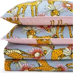 Růžové/šedé bavlněné povlečení na jednolůžko 135x200 cm Untamed Cheetah – Their Nibs ID_1804565