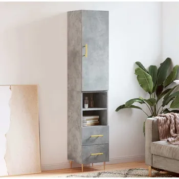 Příborník do zásuvky vidaXL Skříň highboard 34,5 x 34 x 180 cm kompozitní dřevo [3198905] Barva: Betonová šedá