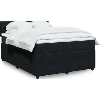 Postel vidaXL Box spring postel s matrací 140x200 cm samet [3287765] Barva: Černá