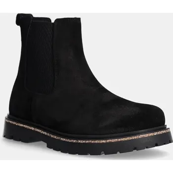 Dámská zimní obuv Semišové kotníkové boty Birkenstock Highwood Slip On Mid dámské, černá barva, na plochém podpatku, 1028187 99X, EUR 41