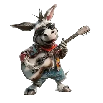 Nášivka Nažehlovací obrázek - oslík rocker (18,0 x 20,0 cm)