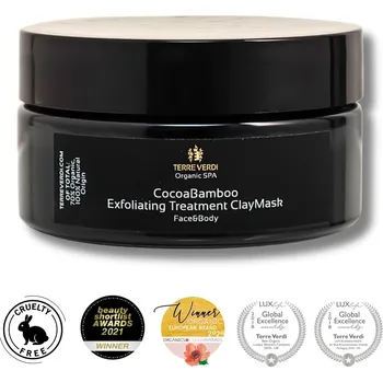 Pleťový peeling Terre Verdi | Přírodní čistící jílová maska s kakaem a bambusem Objem: 200 ml maska a peeling 2v1 • pro obličej i tělo • 100 % přírodní složení