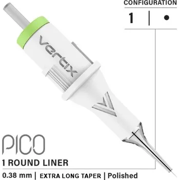 Tetování FK IRONS Vertix Pico 1 Round Liner 0,38mm Long Taper 38/1RLLT