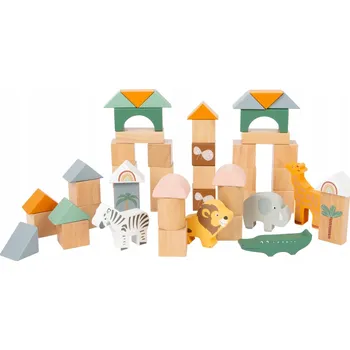 Dřevěná hračka Dřevěné Stavebnice Small Foot Safari 11699 50 kusů