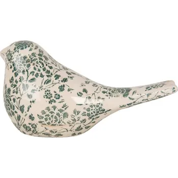 Keramická dekorace ptáček se zelenými květy Tien French L - 25*10*13 cm