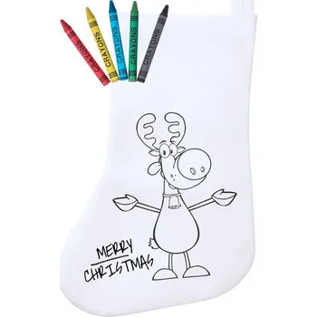 Vánoční dekorace Reklamní Plicom vánoční punčocha na vybarvení, bílá