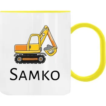 Dětský hrnek plastový s potiskem Bager s jménem do školky