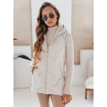 Dámské oblečení Bílá dámská prošívaná vesty s kapucí TY5108 Velikost: L