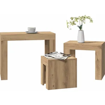 Konferenční stolek vidaXL Hnízdové konferenční stolky 3 ks kompozitní dřevo [808540] Barva: dub artisan
