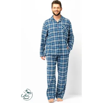 Pánské pyžamo Pánské pyžamo Key MNS 492 B25 délka/r M-2XL na zip džínovina XL