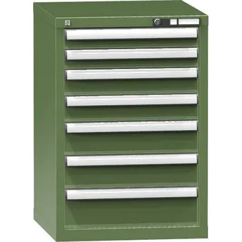 Zásuvková dílenská skříňka, 7 x zásuvka, v x š x h: 840 x 578 x 630 mm, barva zelená RAL6011