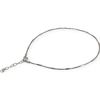 Náramek Stříbrný nákotník Kalma – figaro vzor s hranolky, rhodiovaný (Ag 925) jemný dámský figaro vzor, rhodiovaný, dárkové balení