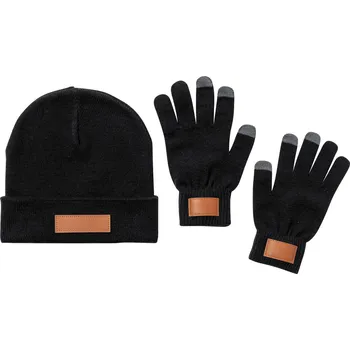 Čepice Pashen sada čepice a rukavice, černá