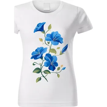 Dámské tričko Dámské tričko s květinou bílé vzor č. 197 vel. 3XL (Dámské květinové tričko)