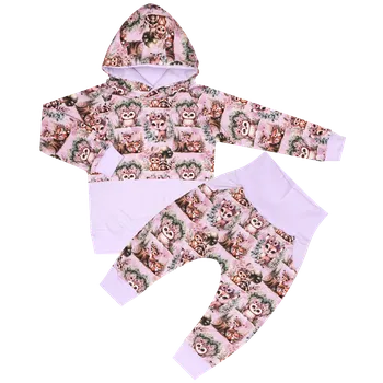 Tepláková souprava - Zvířátka na levandulové (kapuca) Velikost: 122