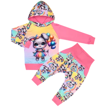 Tepláková souprava - Králíčci - králíček a balónky (kapuca) Velikost: 104