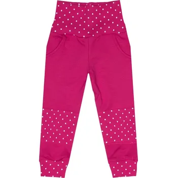 Tepláčky s kapsou - Puntík fuchsie Velikost: 122