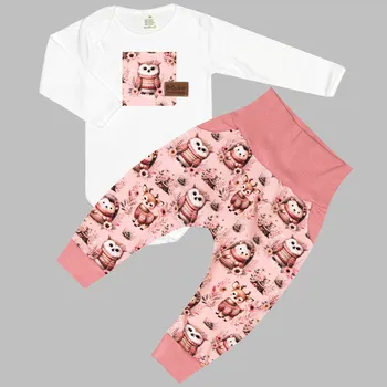 Komplet - Bodyčko a tepláčky Růžová zvířátka Velikost: 86