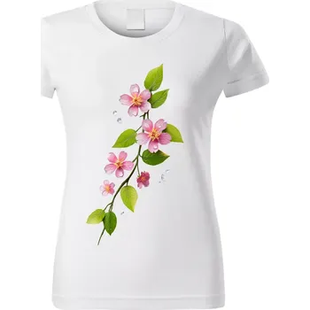 Dámské tričko Dámské tričko s květinou bílé vzor č. 176 vel. 3XL (Dámské květinové tričko)