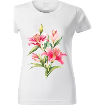 Dámské tričko Dámské tričko s květinou bílé vzor č. 189 vel. XXL (Dámské květinové tričko)