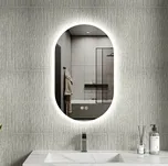 Erga Demi, oválné LED zrcadlo 50x80cm, 3 barvy světla, přední osvětlení, topná podložka proti zapaření, ERG-V01-Demi-5080-CL