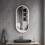 Erga Gwen, oválné LED zrcadlo 40x80cm v černém kovovém rámu, 3 barvy světla, přední osvětlení, vyhřívací podložka proti zapaření, ERG-V01-GWEN-4080-BK