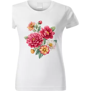 Dámské tričko Dámské tričko s květinou bílé vzor č. 349 vel. 3XL (Dámské květinové tričko)