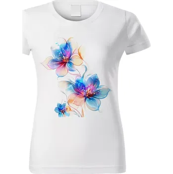 Dámské tričko Dámské tričko s květinou bílé vzor č. 388 vel. 3XL (Dámské květinové tričko)