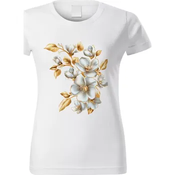 Dámské tričko Dámské tričko s květinou bílé vzor č. 387 vel. XXL (Dámské květinové tričko)