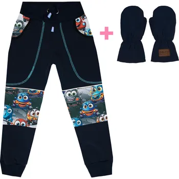 Komplet - Softshellové kalhoty s fleecem - Auta a modré rukavice Velikost: 110