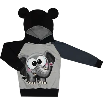 Dívčí mikina Mikina s kapucí ouška - Vykulený slon Velikost: 98