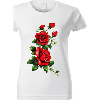 Dámské tričko Dámské tričko s květinou bílé vzor č. 418 vel. 3XL (Dámské květinové tričko)