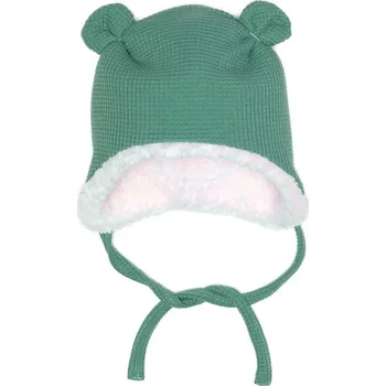 Čepice Čepička s oušky zimní VAFLE - Minerál s beránkem Velikost: XXS