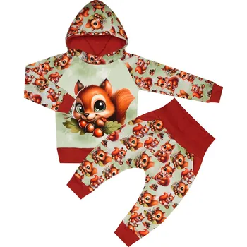 Tepláková souprava - Veverky - panel veverka s žaludy ( kapuca ) Velikost: 116