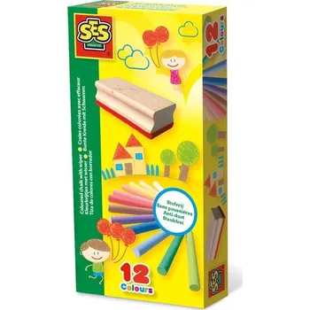 Ses Creative Baby křídy barevné set 12ks s houbičkou na tabuli v krabičce