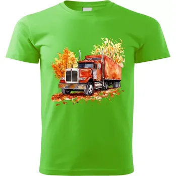 Chlapecké tričko Dětské tričko s nákladním autem zelené vzor č. 219 vel. 146 (dětské tričko s náklaďákem truck)