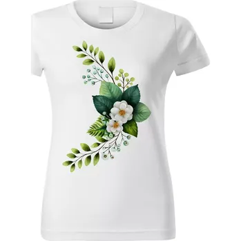 Dámské tričko Dámské tričko s květinou bílé vzor č. 141 vel. 3XL (Dámské květinové tričko)