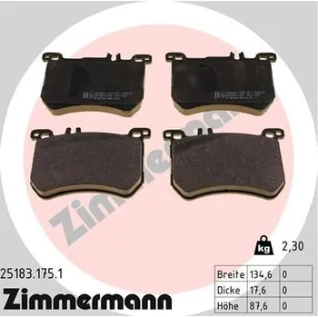 Brzdová destička Sada brzdových destiček, kotoučová brzda ZIMMERMANN 25183.175.1