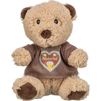 plyšák Oktoberfest Teddy, plyšový medvídek bez zvuku, 27 cm, béžová/hnědá - LIMITOVANÁ NABÍDKA