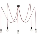 Nowodvorski 6790 SPIDER red - Závěsný retro lustr 5xE27 (Retro svítidlo na zavěšení s červeným kabelem)