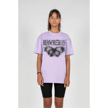 Pánská móda MJG Heavy Oversized Tee Ladies - BUTTERFLY ILLUSION - lilac XS