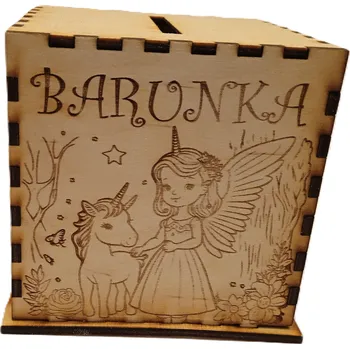 Pokladnička Dary dřeva Pokladnička-vlastní jméno-holka 2.