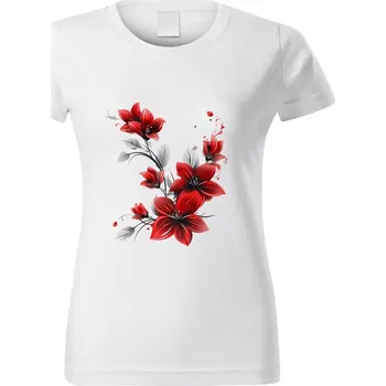 Dámské tričko Dámské tričko s květinou bílé vzor č. 415 vel. 3XL (Dámské květinové tričko)