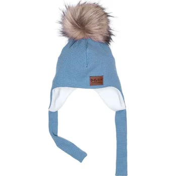 Čepice Ušanka VAFLE - Světle modrá s fleecem Velikost: S