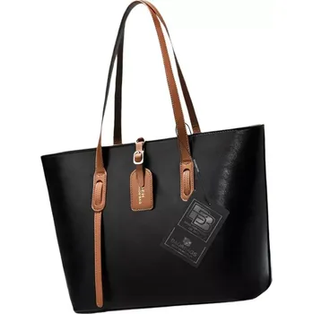 Kabelka Černá dámská kabelka BB21 (Dámská velká kabelka černá 41 x 27 x 13 cm– elegantní, nadčasová, praktická)