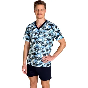 Pánské pyžamo Pánské pyžamo krátké Rozárka P1 fotbal modrý Barva: Modrá, Velikost: L