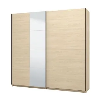 Šatní skříň Šatní skříň s posuvnými dveřmi a zrcadlem Anita - dub světlý