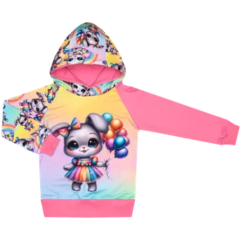 Mikina s kapucí - Králíčci - králíček a balónky Velikost: 86