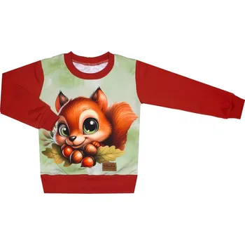 Mikina bez kapuce - Veverky - panel veverka s žaludy Velikost: 86